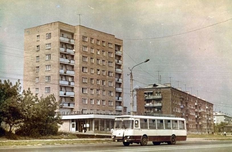 Дома улица Удмуртская 247а и 247. Магазин Продукты. 1971 год. Ижевск.