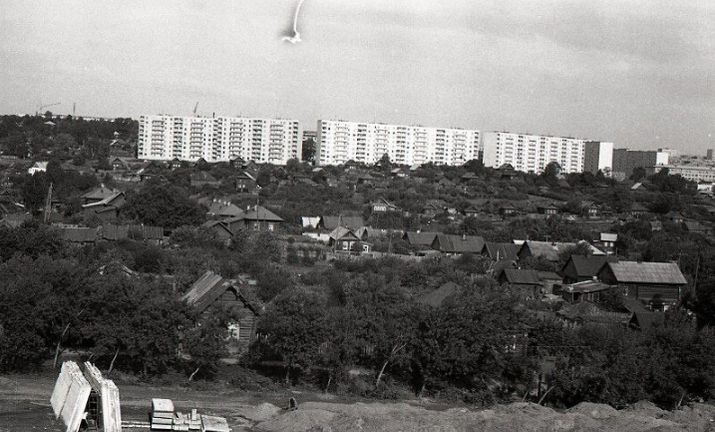 Панорама строительства в Октябрьском районе г. Ижевска. 1974 г. Фото: В.В.Бобылев. Коллекция НМУР. Ижевск.