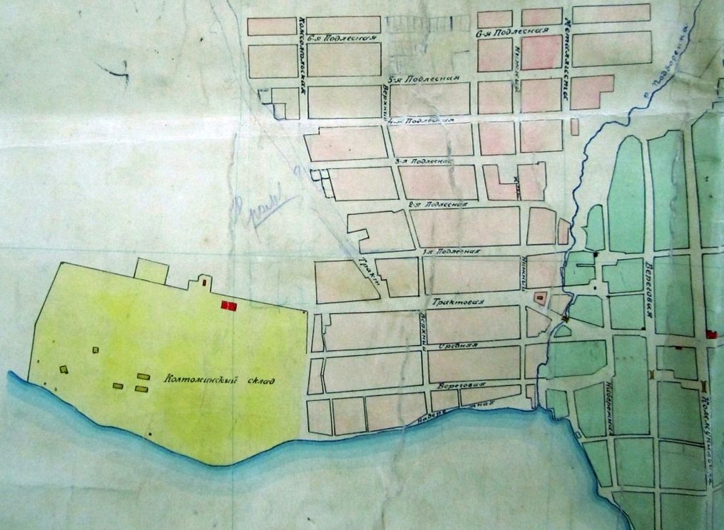Карта схема рабочего посёлка Колтома в Ижевске, ныне район Металлург, 1927 год.