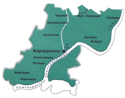 Карта Каракулинского района. Удмуртия.