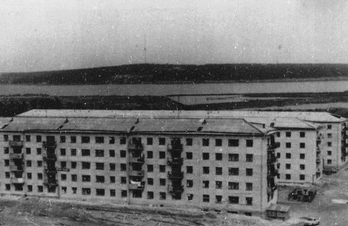 Строительство жилого района Малиновая гора, 1960-е годы. Ижевск.