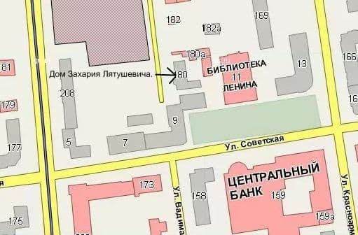 Дом Захария Лятушевича на карте Ижевска.